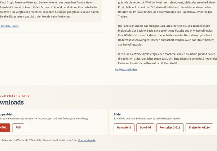 Beispiel der fertigen Begleittexte