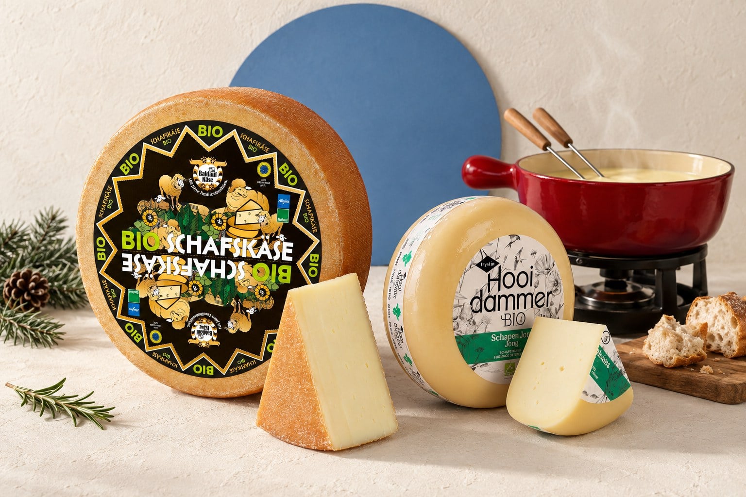Fondue aus Schafkäse · Wintermotiv
